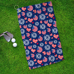 USA Red White and Blue Fireworks   Holidays Golf Towel