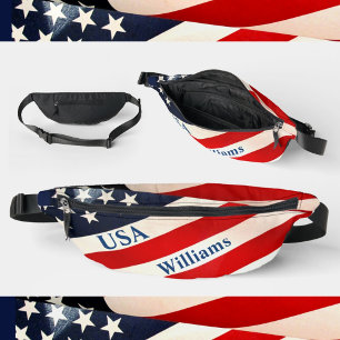 USA Red White and Blue Star and Stripes Flag Fanny Pack