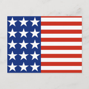 USA Red White and Blue Stars Flag Postcard