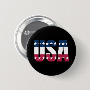 USA Red White and Blue with Stars 2 Inch Round Button