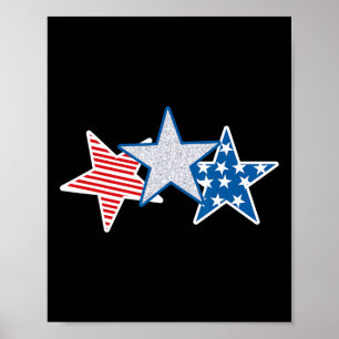 Usa Red White Blue American Flag U.s.a Stars Strip Poster