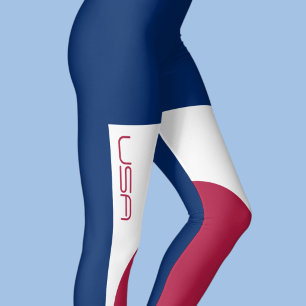 USA Red White Blue Fitness Retro Leggings