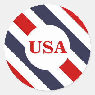 USA Red White Blue Round Stickers