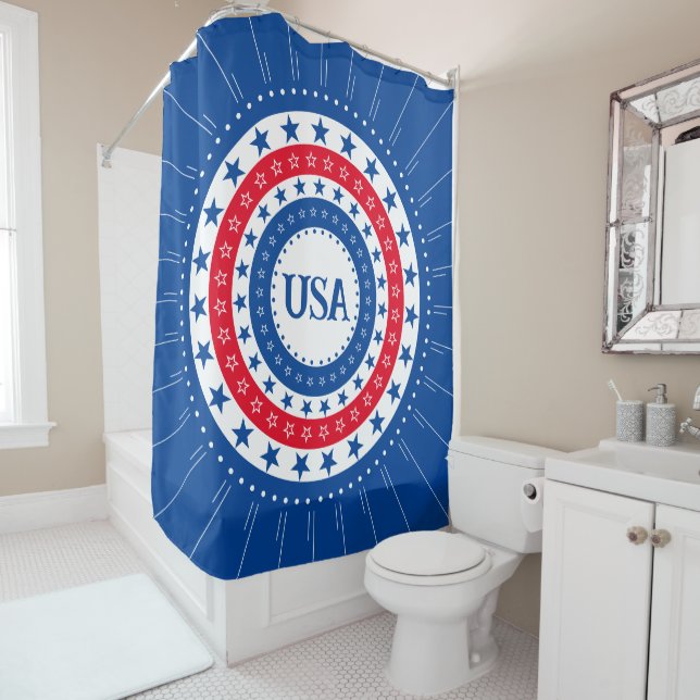 USA Red, White, Blue Stars Initials or Monogram (In Situ)