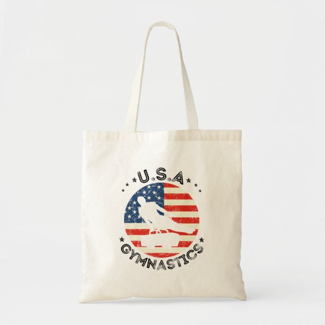 USA Retro Gymnastics Team Support USA Gymnastics Tote Bag (Front)