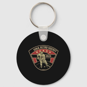 Usa Retro Hockey 2025 Shows Clic American Pion Keychain