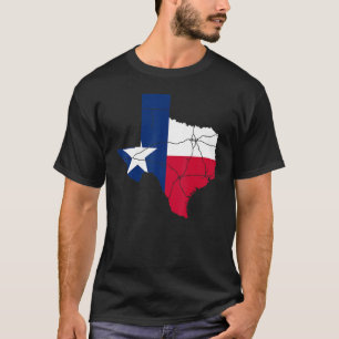 Usa Retro Texas Flag Google Map America Men Women  T-Shirt