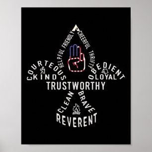 Usa Scouting American Flag Scouting Law  Poster