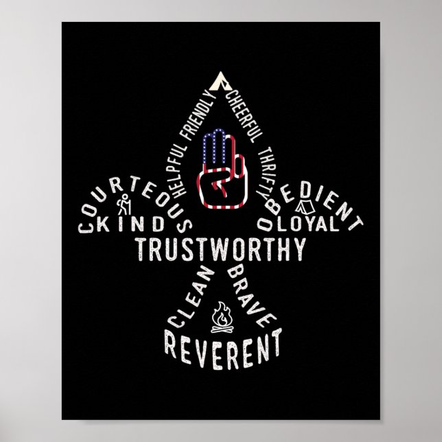 Usa Scouting American Flag Scouting Law  Poster (Front)