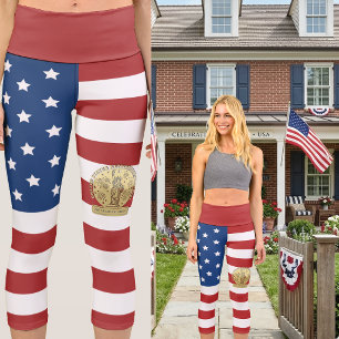 USA Semiquincentennial 250 Years of Liberty Red Capri Leggings