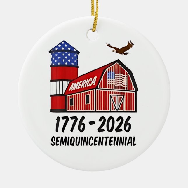 USA Semiquincentennial 250th Anniversary 1776–2026 Ceramic Ornament (Front)