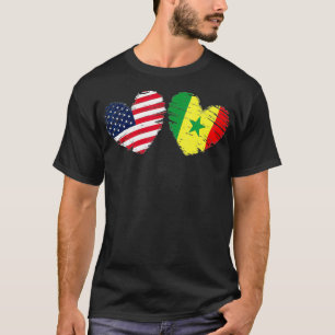 USA Senegal Flag Heart Valentines Day Senegalese A T-Shirt