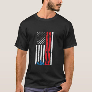 USA Ski American Flag Skiing Skier Winter Sports M T-Shirt