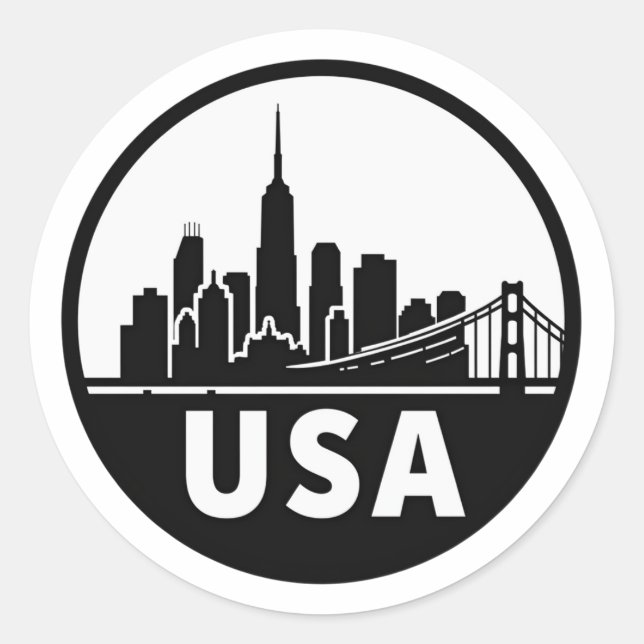 USA  Skyline Silhouette Sticker (Front)