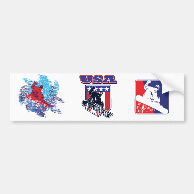 USA Snowboarder Bumper Sticker (Front)
