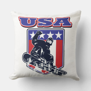 USA Snowboarder Throw Pillow