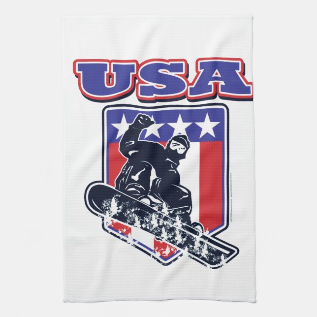 USA Snowboarding Kitchen Towel (Vertical)