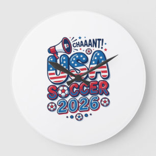 USA Soccer 2026 Soccer Bold Country Typography Tra Large Clock