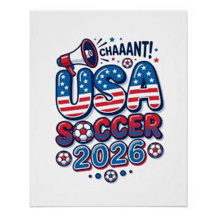 USA Soccer 2026 Soccer Bold Country Typography Tra Poster