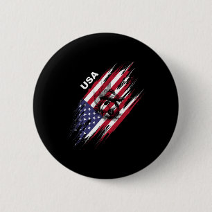 Usa Soccer American Flag Football 2 Inch Round Button