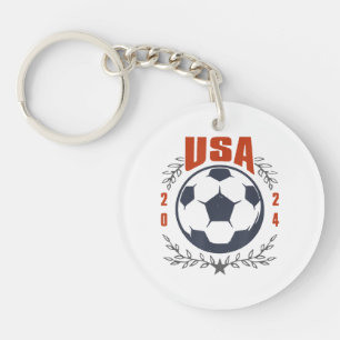 USA Soccer Ball 2024 Stars & Laurel Wreath Vintage Keychain