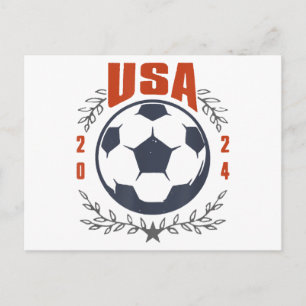 USA Soccer Ball 2024 Stars & Laurel Wreath Vintage Postcard