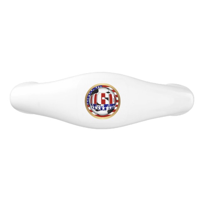 USA Soccer Ball Ceramic Drawer Pull (Front)