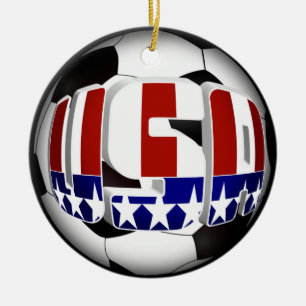 USA Soccer Ball Ceramic Ornament
