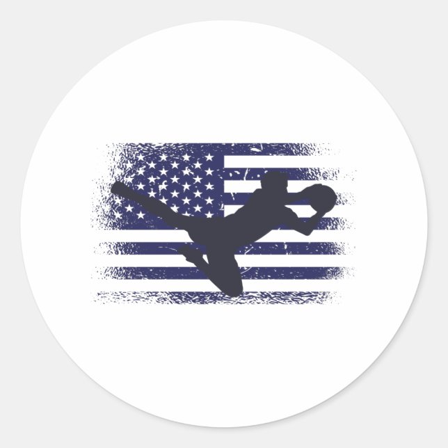 USA Soccer Fan Jersey Shirt American Flag Classic Round Sticker (Front)