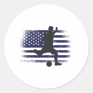 USA Soccer Fan Jersey Shirt American Flag Classic Round Sticker