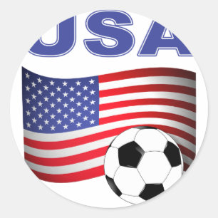 usa soccer football classic round sticker