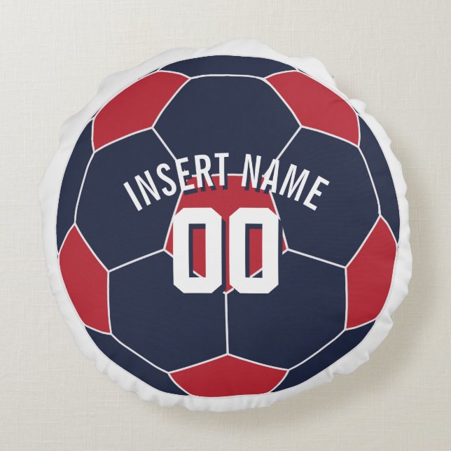 USA Soccer  Insert Name Round Pillow (Back)