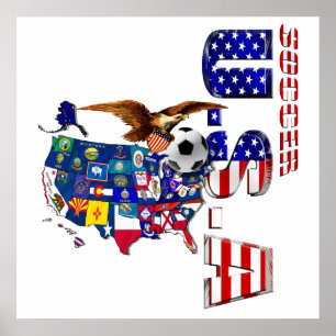 USA Soccer Map Poster