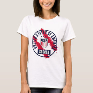 Usa Soccer Retro Paint Heather Uswnt Officially Li T-Shirt