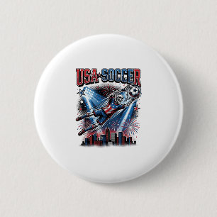 USA Soccer Skeleton Striker Nations Premium Sports 2 Inch Round Button