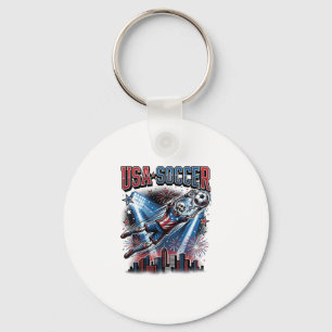 USA Soccer Skeleton Striker Nations Premium Sports Keychain