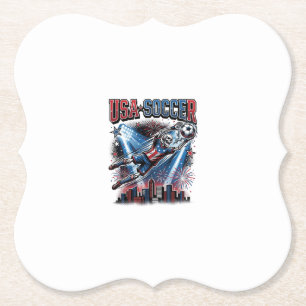 USA Soccer Skeleton Striker Nations Premium Sports Paper Coaster