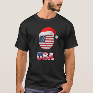 USA Soccer Soccer Ball Santa Hat American Flag T-Shirt