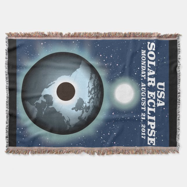USA Solar Eclipse 2017 vintage poster Throw Blanket (Front)