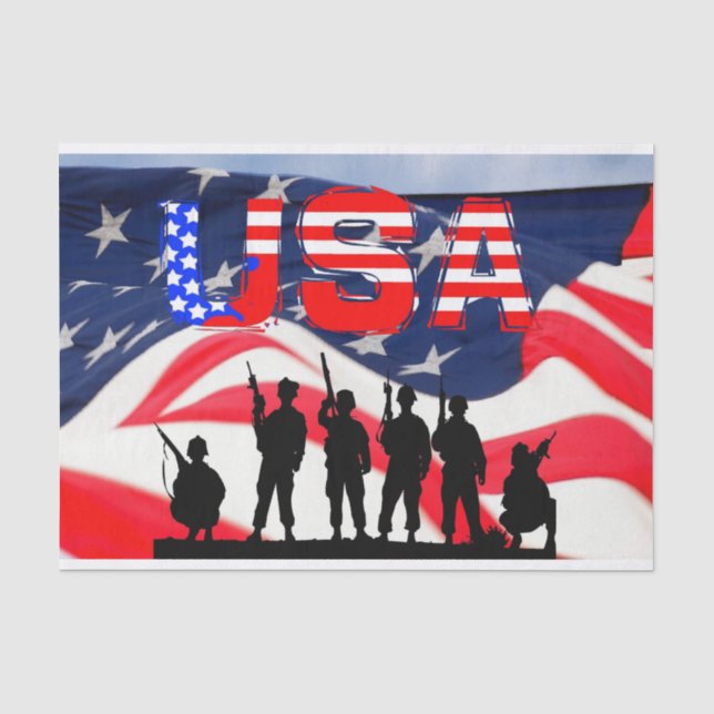 Usa Soldier in Honour Flag Tissue Paper (Front)