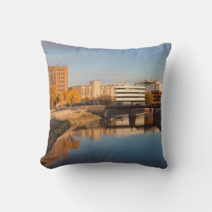 USA, South Dakota, Sioux Falls, City Skyline Throw Pillow