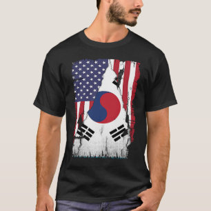 USA South Korea Flag Distressed South Korean Pride T-Shirt