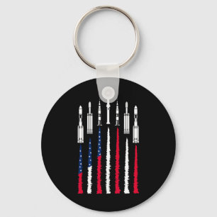 Usa Space Rockets 4th Of July Men Women Kids Funny Keychain