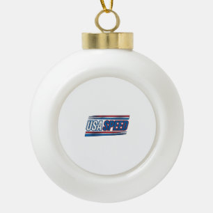 USA Speed Racing Patriotic Vintage Vector Design_1 Ceramic Ball Christmas Ornament