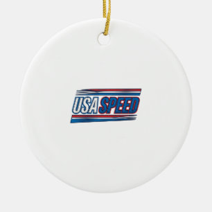 USA Speed Racing Patriotic Vintage Vector Design_1 Ceramic Ornament