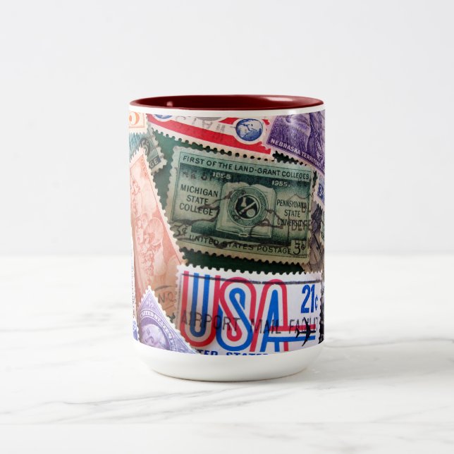 USA Stamp Collage Mug (Center)