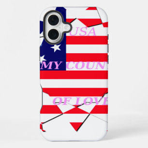USA Star Spangled Love My Country of Love iPhone 16 Plus Case