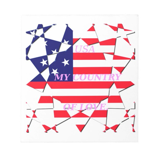 USA Star Spangled Love My Country of Love Notepad (Front)