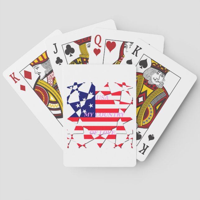 USA Star Spangled Love My Country of Love Playing Cards (Back)
