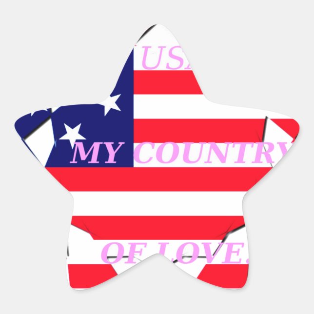 USA Star Spangled Love My Country of Love Star Sticker (Front)